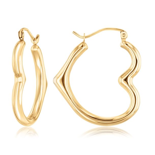 Yellow Gold Heart Shaped Hoop Earrings REEDS Jewelers