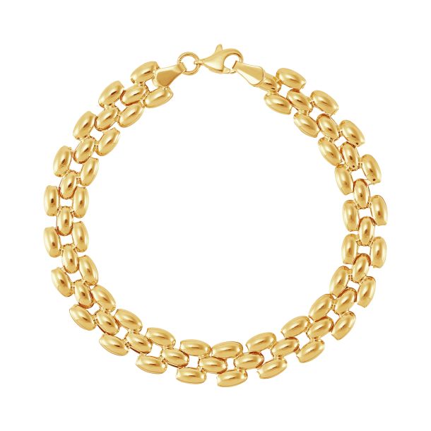 Yellow Gold Hollow Panther Link Bracelet REEDS Jewelers