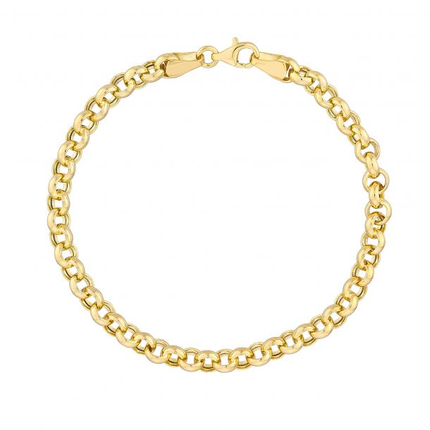 Yellow Gold Hollow Rolo Chain Bracelet 5.2mm 7.5 Inches REEDS Jewelers