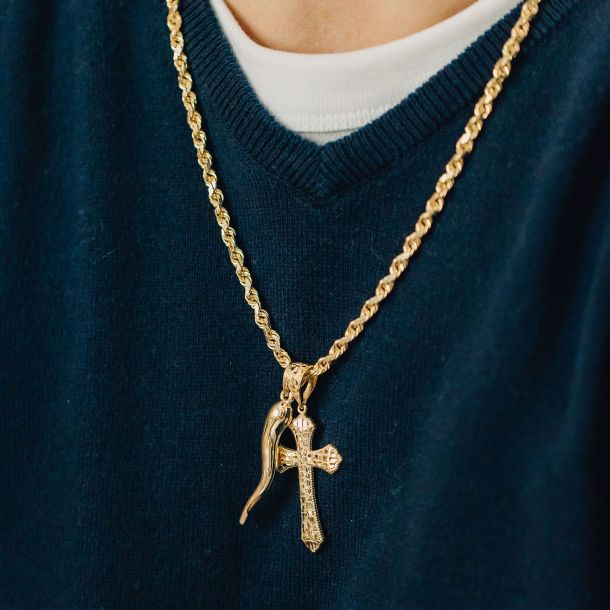 Yellow Gold Italian Horn Pendant REEDS Jewelers