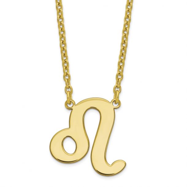 Yellow Gold Leo Zodiac Plate Necklace REEDS Jewelers