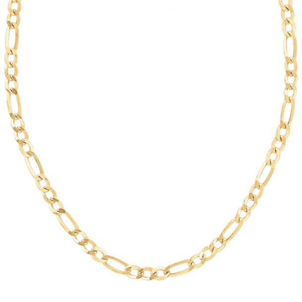 Yellow Gold Hollow Figaro Chain Necklace | 4.8mm | REEDS Jewelers