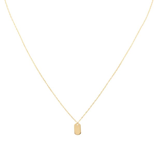 Yellow Gold Mini Dog Tag Necklace