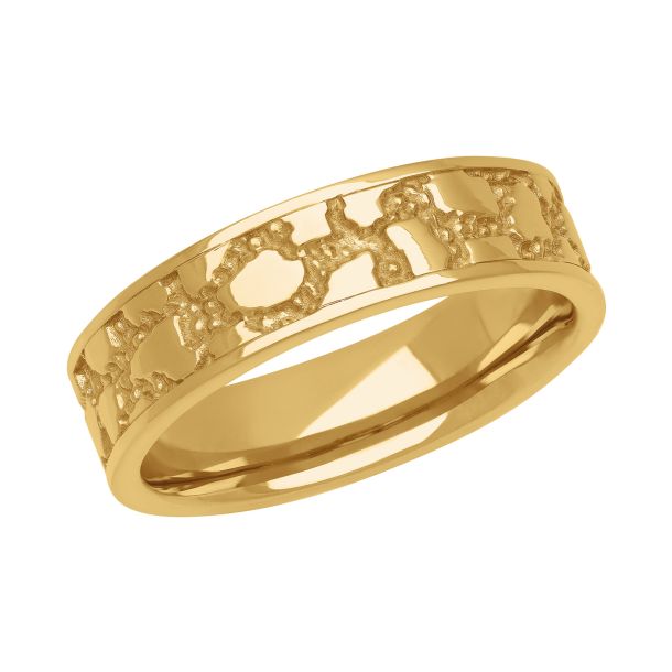 Yellow Gold Nugget Band 6mm Men s