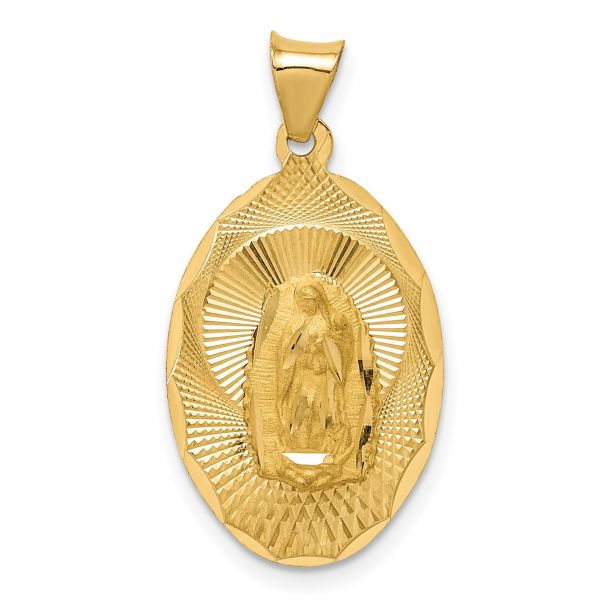 Yellow Gold Our Lady of Guadalupe Oval Pendant REEDS Jewelers
