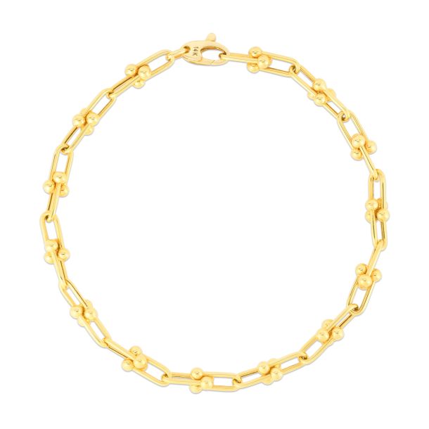 Yellow Gold Semi-Solid U-Link Chain Bracelet | 5.2mm | 7.5 Inches