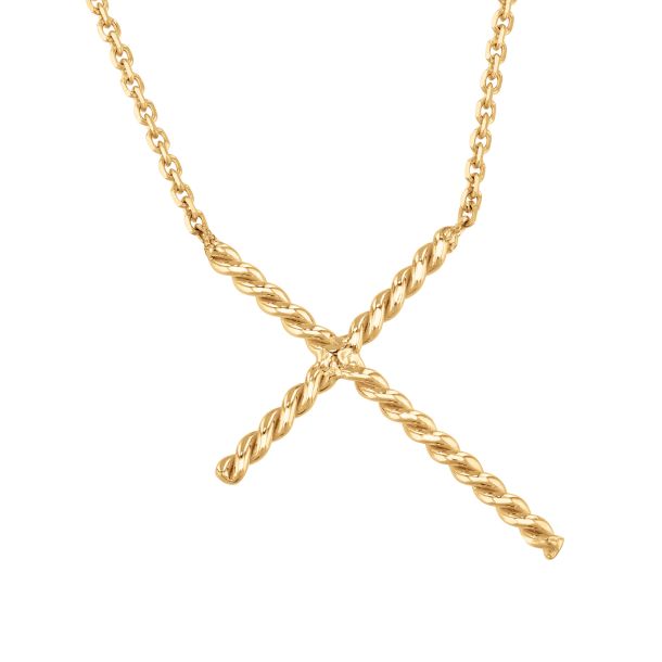 Yellow Gold Sideways Cross Pendant Necklace | REEDS Jewelers