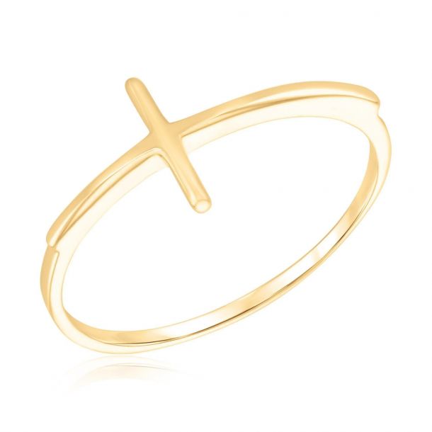Sideways cross ring gold new arrivals