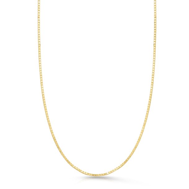 Yellow Gold Solid Adjustable Box Chain Necklace | 0.68mm | 22