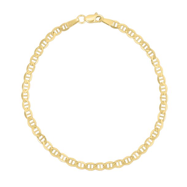 Yellow Gold Solid Classic Mariner Chain Anklet | 3.2mm | 10 Inches ...