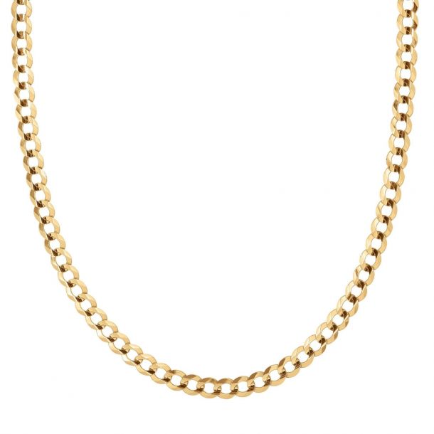 10K Gold 4mm Flat Curb Chain 20 Inches