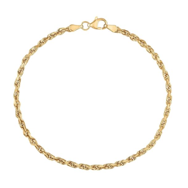 SOLID 9ct Yellow Gold Diamond Cut Rope Bracelet-3mm - 8.25