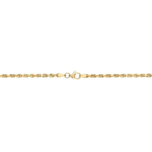 SOLID 9ct Yellow Gold Diamond Cut Rope Bracelet-3mm - 8.25