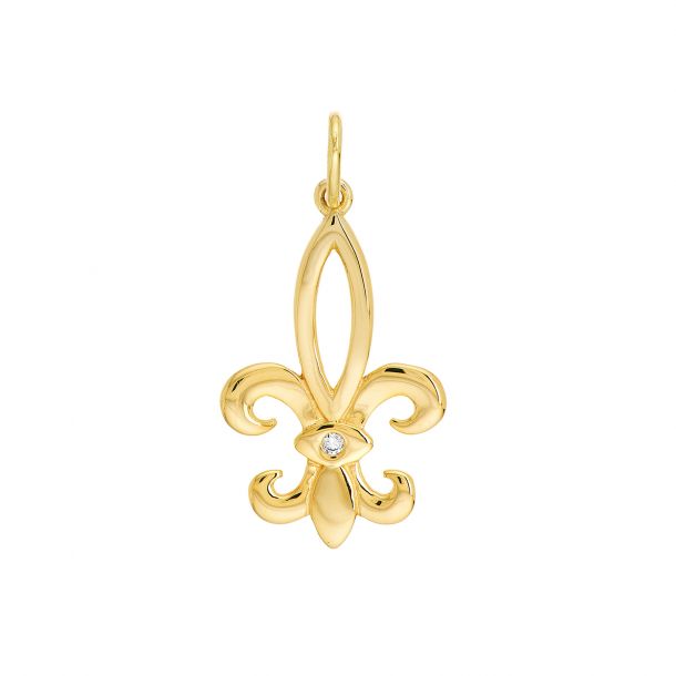 White gold fleur top de lis pendant