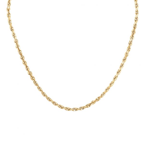 Yellow Gold Diamond-Cut Rope Chain Necklace, 4mm