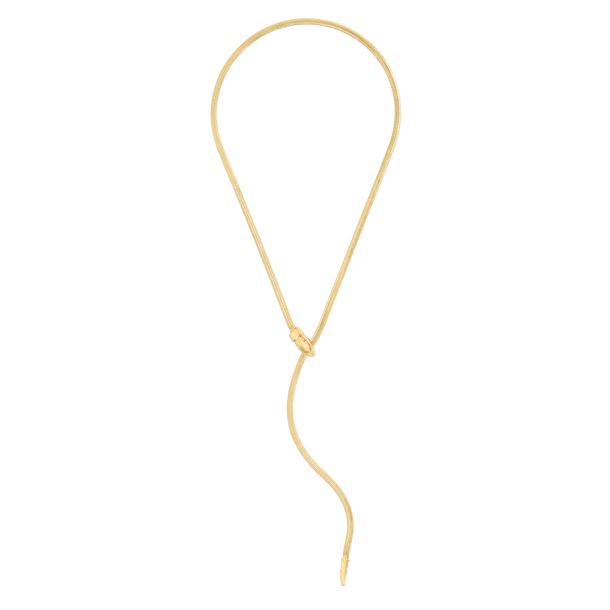 Yellow Gold Solid Snake Chain Lariat Necklace 2.7mm 18 Inches