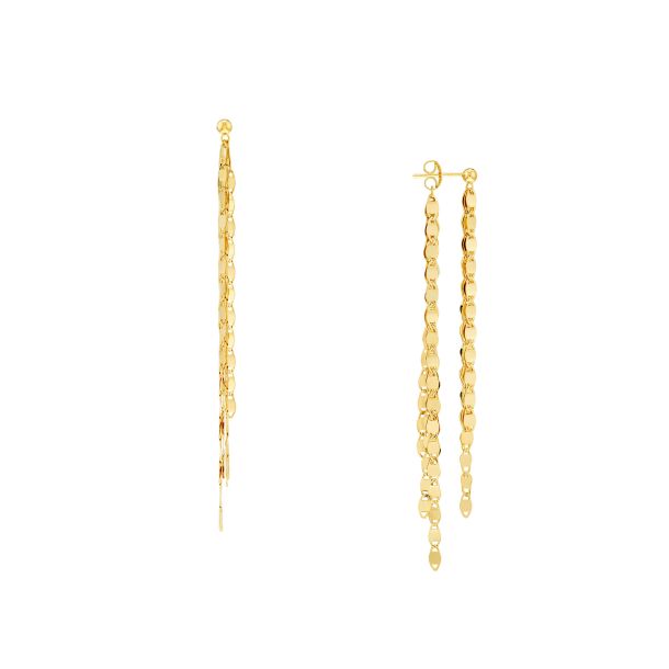 Yellow Gold Solid Valentino Fringe Front to Back Earrings | REEDS Jewelers