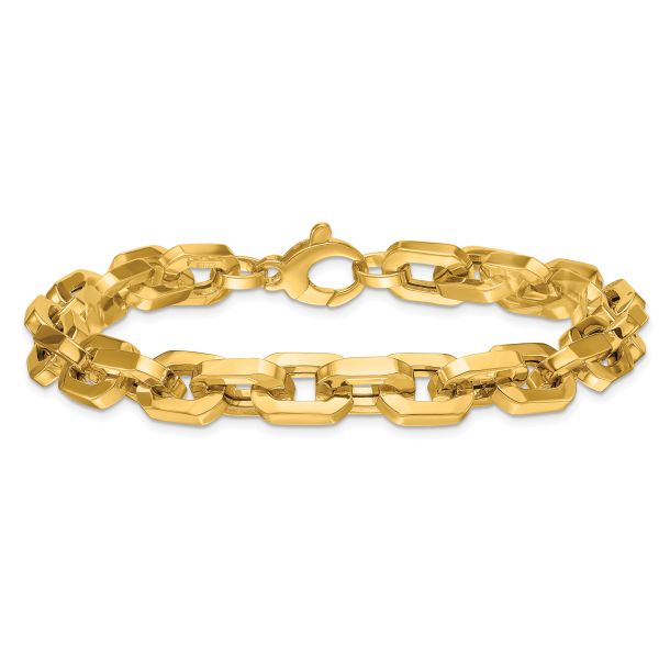 Yellow Gold Semi Solid Square Link Chain Men s 8.7mm Bracelet 8.5 Inches REEDS Jewelers