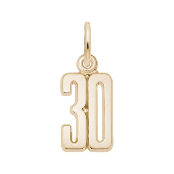 Yellow Gold That's My Number 30 Flat Charm | REEDS Jewelers