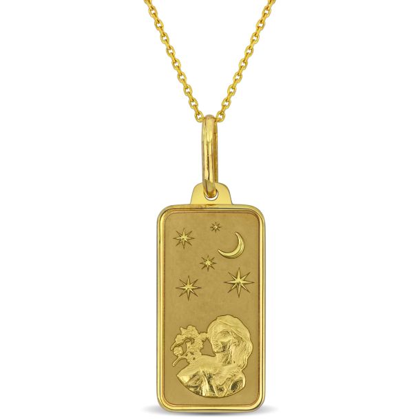 Yellow Gold Virgo Zodiac Sign Pendant Necklace REEDS Jewelers