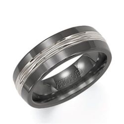 ArtCarved Black Titanium Comfort Fit Wedding Band | 7mm