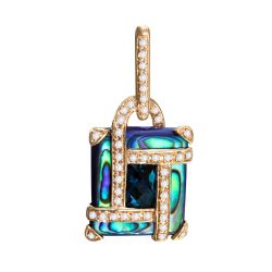 BELLARRI Blue Topaz, Abalone Shell, and 1/4ctw Diamond Rose Gold Enhancer | Anastasia