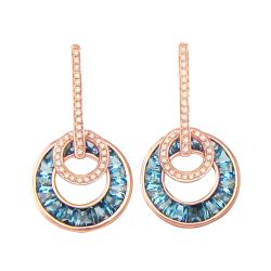 BELLARRI London Blue Topaz, Swiss Blue Topaz, and 1/3ctw Diamond Rose Gold Earrings | Poetry in Motion