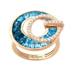 BELLARRI London Blue Topaz, Swiss Blue Topaz, and 1/4ctw Diamond Rose Gold Ring | Poetry in Motion