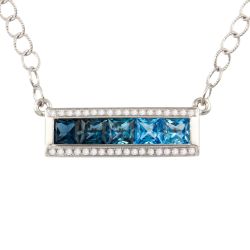 BELLARRI London Blue Topaz, Swiss Blue Topaz, and 1/6ctw Diamond White Gold Necklace | Eternal Love