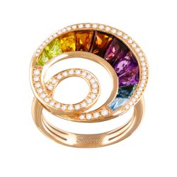 BELLARRI Multi Gemstone and 1/3ctw Diamond Rose Gold Ring | Malibu Wave