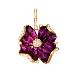 BELLARRI Rhodolite Garnet and 1/5ctw Diamond Rose Gold Flower Enhancer | Mademoiselle