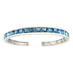 BELLARRI Swiss Blue Topaz and London Blue Topaz White Gold Bangle Bracelet | Eternal Love