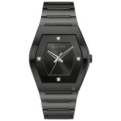 Bulova Modern Gemini Diamond Dial and Black Stainless Steel Bracelet Watch | 40mm | 98D177