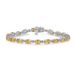 Citrine and Created White Sapphire Sterling Silver Bracelet