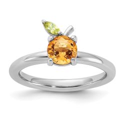 Citrine and Peridot Orange Sterling Silver Stackable Ring