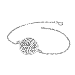 Alison and Ivy Classic Bordered Recessed Monogram Bracelet 20mm