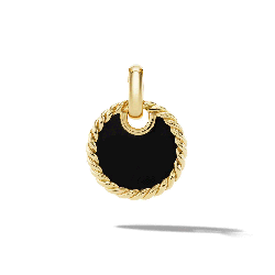 David Yurman DY Elements Eclipse Pendant Necklace with Black Onyx Reversible to Mother of Pearl, 18K Yellow Gold and Pavé Diamonds