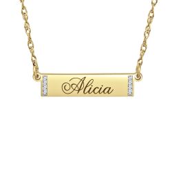 Alison and Ivy Diamond Accent Bar Name Necklace 6x24mm