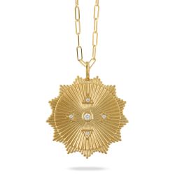 Doves by Doron Paloma 1/8ctw Diamond Yellow Gold Medallion Pendant Necklace | Celestia