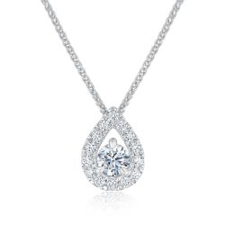 Forevermark 1/3ctw Diamond Pear Halo White Gold Pendant Necklace