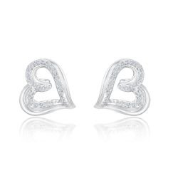 Hallmark Diamonds 1/10ctw Diamond Heart Sterling Silver Stud Earrings