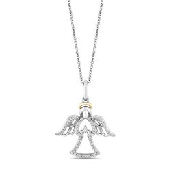 Hallmark Diamonds Two-Tone Angel Pendant Necklace 1/6ctw