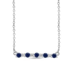 Kallati Blue Sapphire and Diamond Bar Necklace 1/15ctw