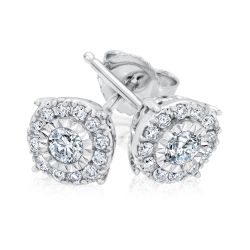 1/4ctw Diamond Miracle Set White Gold Halo Earrings