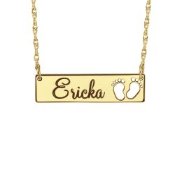 Alison and Ivy New Baby Feet Name Necklace 7x30mm