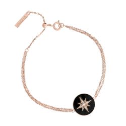 Olivia Burton Celestial Crystal Black and Rose Gold-Tone Disc Bracelet