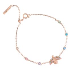 Olivia Burton Rainbow Bee Crystal Rose Gold-Tone Chain Bracelet