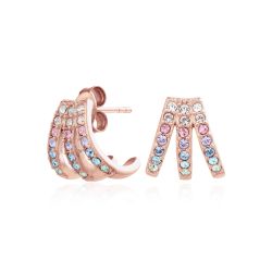 Olivia Burton Rainbow Crystal Claw Rose Gold-Tone Earrings