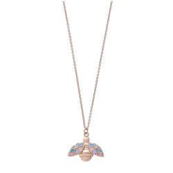 Olivia Burton Rose Gold-Tone Rainbow Bee Crystal Pendant Necklace