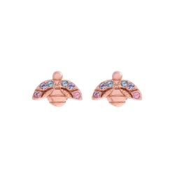 Olivia Burton Sterling Silver and Rose Gold-Plated Rainbow Bee Crystal Stud Earrings